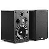 Passive Regallautsprecher, Moukey Spitzenleistung 110 Watt DREI-Wege-Heimkino - 2.0 Near Field Studio Premium-Sound zu einem günstigen Preis für Holzgehäuse Wandmontage, Schwarz-M20-3(Paar)