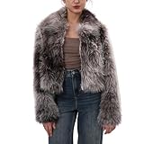 Amazhiyu Pelzmantel Damen, Felljacke Kunstfell Jacke Kunstpelz Mantel Pelzjacke, Kurz Plüschmantel Wintermantel Jacken, Faux Fur Coat Mit Reißverschluss und Pockets, Tie-Dye Blues, M