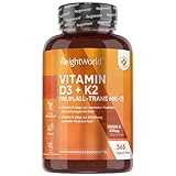 Vitamin D3 K2 2000 IE - 2 Jahr Vorrat - 365 Tabletten mit 200μg Vit K2-98.8% All-Trans MK-7-1 Tablette alle 2 Tage - Alternative zu Vitamin Tropfen - Vegane Quelle (Flechten) - WeightWorld