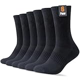 SockWaddles Socken Herren Damen, 6 Paar Baumwolle Atmungaktive Gepolsterte Tennissocken Sportsocken Laufsocken Wandersocken 43-46, Schwarz