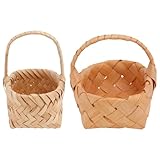 Ipetboom 2 Stück Handgewebte Mini Körbe Khaki Dekorative Kleine Weidenkörbe ohne Henkel Vielseitige Blumenkorb Requisiten für Hochzeitsdeko Tisch Wohnraumdekoration