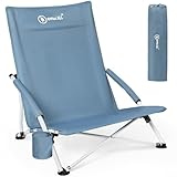Homecall Strandstuhl Klappbar Leicht klappstuhl Strand Campingstuhl Niedrig Mit Bequeme Rückenlehne, Gepolsterte Armlehnen - Strandsessel Strandstühle faltbar Bis 120KG für Strand, Garten (1 er)