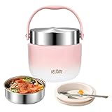 Thermobehälter für Essen 1200ml, Thermo Brotdose, Thermoschüssel mit Deckel und Löffel, Edelstahl Warmhaltebehälter, Essensbehälter Warmhaltebox für Kinder, Erwachsene, Suppen, Babybrei