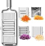 Mehrzweck Gemüseschneider, 4 in 1 Reibe, Küche Schäler Set, Edelstahl Reibe, Gemüsehobel mit 4 Cutter, Gurkenhobel, Kartoffelschneider, Einstellbares Küchenwerkzeug für Gemüse Obst Salat