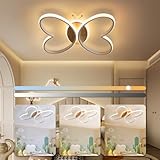 LED Deckenleuchte Schlafzimmer, 40W Kinderzimmerlampe Deckenlampe Holz, 38cm Kreativen Schmetterling Kinderzimmer Lampe Decke, Deckenleuchte Holz Dimmbar mit Fernbedienung Mit Nachtlichtfunktion