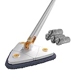 Kabxhueo Bodenwischer mit auswringfunktion Mikrofaser Wischmop 360° Drehung Wischer Boden mit Teleskopstiel Boden Wischer für Hartholz Laminat Fliesen, Flecken schnell entfernen,White (4 Sheets)