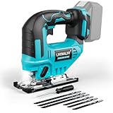 LIVOWALNY Akku Stichsäge kompatibel mit Makita 18V Akku, Pendelhub-Stichsäge mit 6 Sägeblättern, 45° Gehrungsschnitte, variable Geschwindigkeit – für Holz, Metall & Kunststoff (ohne Akku)
