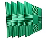 Temgcuam Akustikplatte, 1 x 12 x 12 Zoll Akustikschaumplatte Studio Keilfliese Soundpanel Keil Schallschutz Schaumstoff Liner (48 Stück, Grün)