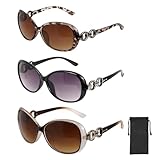 XWCHASA 3 Stück Retro Sonnenbrille Damen Polarisiert,Sunglasses Woman,Vintage Sonnenbrille Damen Rund UV400 Schutz für Reisen, Outdoor-Sport, Autofahren