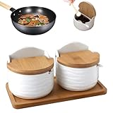 Salzdosen aus Keramik – Gewürzdosen aus Holz aus Holz, Theken-Aufbewahrungsbehälter | Elegantes Gourmet-Küchenzubehör, handwerklicher Küchenorganisator