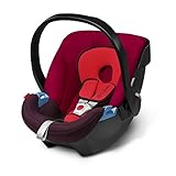 CYBEX Silver Babyschale Aton, Inkl. Neugeboreneneinlage, Ab Geburt bis ca. 18 Monate, Max. 13 kg, Rumba Red