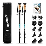 Nordic Walking Stöcke Damen - Extra leicht mit ergonomischen Echt Kork Griff - Walking stöcke verstellbar mit Gummipuffer Set - Teleskop Wanderstöcke für Damen & Herren - Nordic Walking Stöcke Herren