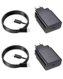 45W USB C Ladegerät 2 Pack Schnellladegerät für Samsung Galaxy S25 Ultra/S25+/S25/S24 Ultra/S24+/S24/S23/S22/S21, A56 A55 A36 A16, Note 20, Tab S10 S9 S8 Schnellladekabel (2 X 1,8m Kabel Inkl)