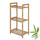 PACHIRA Standregal mit 3 Ablagen, 35 x 25 x 71 cm Bambusregal, Stehendes Lagerregal Aus Bambus, Als Küchenregal, Badregal, Bücherregal, Schuhregal, Holzregal Für Badezimmer, Küche, Wohnzimmer, Balkon