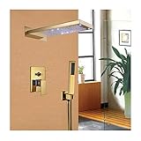 Luxuriöses Led-Duschsystem, Goldenes Wasserfall-Duscharmatur-Set, Multifunktionales Messing-Duschkombinationsset Mit Duschkopf Und Handbrause