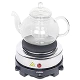 Elektrische Mini Kochplatte 500W, Tragbare Einzelkochplatte mit 6 Temperaturstufen, Gusseisen Heizplatte für Induktion, Ideal für Camping, Büro & Home use, Schwarz