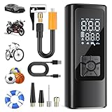 HOVVIDA Elektrische Luftpumpe Tragbarer Fahrradpumpe Elektrisch Mini Reifenpumpe Luftkompressor Kabellos 150 PSI (10,3 Bar) 5V, Auto-Abschaltung, 5200 mAh, LED, für Auto, Motorrad, Fahrrad, Ball