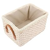 Happyyami Geflochtene Weidenkörbe Rustikale Handgefertigte Aufbewahrungskörbe Dekorative Regalkörbe Rattan Make-Up-Organizer Spielzeug Aufbewahrungsbox Für Toilettenregale Waschküche Weiß
