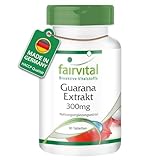 Fairvital | Guarana Extrakt 300mg - 90 Tabletten - 300mg Guarana-Extrakt pro Tablette - Energizer - HOCHDOSIERT - Paullinia cupana - VEGAN
