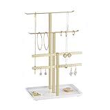 pickpiff Schmuck Organizers, Schmuckständer 32cm Groß, 4 Ebenen Robust Schmuckaufbewahrung, Schmuckhalter, Schmucktablett, Gold