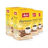 Melitta Harmonie Entkoffeiniert Filter-Kaffee 6 x 500g, gemahlen, Pulver für Filterkaffeemaschinen, koffeinfrei, milde Röstung, geröstet in Deutschland, im Tray
