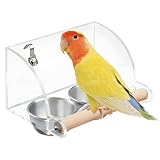 GD HUA Vogel Futter- und Wassernapf, Transparente Vogelfutterspender,Wasser Futterspender, Edelstahl Doppel-Vogelnäpfe mit Rutschfestem Stände,Geeignet für Alle Papageienarten