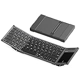 Inateck Faltbare Mini Tastatur, KI-Funktion mit Touchpad,3 Bluetooth-Kanälen, kompatibel mit iPadOS Android, Windows, QWERTZ, KB06101