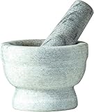 JADE TEMPLE 17438 Marmor Mörser mit Stössel, Steingut, Grau