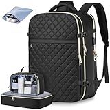 MOMUVO Reiserucksack für Damen, Flugzeugtaugliches Handgepäck-Rucksack mit 3 Packwürfeln, Laptop-Rucksack mit USB-Ladeanschluss, Casual-Tagesrucksack für Wochenendtrips, Business und Studium, Groß