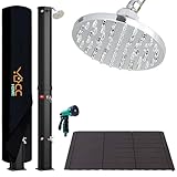 CCLIFE Solardusche mit Kunststoffboden und Handbrause 35L Solar Gartendusche Pooldusche Regendusche Außendusche Garten Brause warmes Wasser