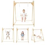 Yrthe Voitom Kinderschaukel Indoor Holz mit Gestell, 3 in 1 Tipi Zelt für Kinder, Hängeschaukel, Kinderhängematte Schaukelsitz Schaukelbrett Brettschaukel für Kinder zum Schaukeln (Cremeweiß)