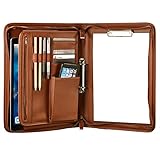 ONVAYA® Konferenzmappe A4 | braun | Aktenmappe | Businessmappe | Schreibmappe Block | strapazierfähiges Kunstleder | Portfolio Mappe | Metallplatte für Gravur | Dokumentenmappe