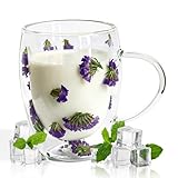AWSOLAR 350ml Blumen Doppelwandige Teegläser, Doppelwandige Kaffeegläser, Geschenk Für Beste Freundin Frauen Mutter Lehrer