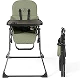 Ickle Bubba Flip Magic Fold Hochstuhl (Salbeigrün) – Geeignet für Sitzen bis 15 kg, 5-Punkt-Sicherheitsgurt, abnehmbares Tablett, Einhand-Faltfunktion und kompaktes, schlankes Design