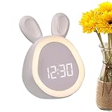 Xinhuju Wecker – Analoger Wecker, Nachtlichtuhr für Kleinkinder | Nachttisch-Cartoon-Uhr mit Kaninchen-Design, USB-Lade-Digitalwecker, Nachtlichtuhr, Digitaluhren für Schlafzimmer
