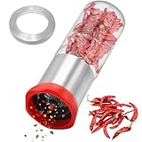 Chilimühle Edelstahl & Glas, Chilischneider für grobe Gewürze & trockene Chilis, Gewürzmühle Kräutermühle mit Aroma-Schutzdeckel
