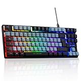 The G-Lab Keyz Caesium TKL – Gamer-Tastatur TKL 87 Tasten, kabelgebunden, USB, AZERTY, anpassbar, programmierbare Makros, kompakte Gaming-Tastatur ohne Nummernblock – PC/PS4/PS5/Xbox – (Grau/Schwarz)