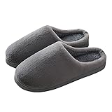 IQYU Herren Damen Hausschuhe mit weichen Sohlen Baumwolle Indoor Schuhe Schuhe Warm Herren Hausschuhe Herren Schuhe Sneaker 42 (Grey, 42-43)