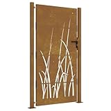 vidaXL Gartentor, Gartentür mit Gras-Design, Abschließbar Hoftor Eingangstor für Garten Terrasse, Tor Zauntor Gartenpforte, 105x180 cm Cortenstahl