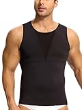 Clevvets Herren Kompressionsshirt für Body Shaper Schlankheits Weste Bauch Unterwäsche Ärmelloses Tank Top, Schwarz (V-Design vorne), L