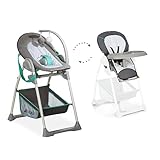 hauck Hochstuhl mit Babyliege Sit N Relax 2in1 ab Geburt bis 15 kg, Höhenverstellbarem Gestell mit Rollen, XL Korb, Essbrett, Klappbar, Verstellbar, Spielebogen (Hearts)