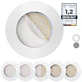 Scandinavian home 6er Set LED Einbaustrahler 230V 4,5W Warmweiß 60mm - 70mm I Badezimmer geeignet I CRI 90 500lm 3000K 68mm I Weiß-Matt mit Milchglas I LED Spot Deckeneinbauleuchte flach