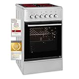 Exquisit Elektro-Standherd ECM 5-4.1 Inox | Glaskeramik-Kochfeld | 50er Breite | Edelstahl | Drehknöpfe | Ober- / Unterhitze | Grill | Umluft | Inox