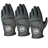 Golfhandschuhe für Herren, synthetischer Mikrofaser, verstellbarer Klettverschluss, geeignet für alle Wetterbedingungen, weicher Griff, Links- und Rechtshänder, Tiefschwarz (XL, links)