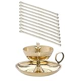 NKlaus Ghee Lampe Öllampe mit 10 Ersatzdochte Handarbeit Messing Haus Garten gold groß 40600