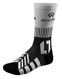 AYCANE Powerlight wadenhohe Eishockey-Socken – ultraleicht, schnelltrocknend, nahtlos, mit Spannschutz gegen Schnürsenkel-Druck & perfektem Sitz im Schlittschuh – Schwarz (L (EU 42-44))