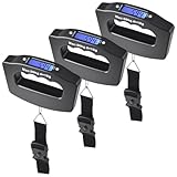 3 Stück Digitale Kofferwaage Genau Tragbare Gepäckwaage mit LCD Anzeige Hintergrundbeleuchtung Maximale Wiegekapazität 50 Kg Hängewaage, für Reisen Täglicher Gebrauch