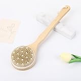 Rückenbürste mit Langem Stiel, Holz Badebürste, Duschbürste Naturborsten, Saunabürste, Körperbürste, Peelingbürste zum Entfernen Abgestorbener Haut, Massagebürsten für Körper und Rücken