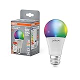 OSRAM SMART+ RGBW, E27 LED-Lampe mit Matter over Wifi, speziell entwickelt für ALEXA - einfache Einrichtung per Klick, 60W-Ersatz, warmweiß bis kaltweiß(2700-6500K), 16 Mio RGB Farben, 1er-Pack