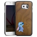 Holz Case kompatibel mit Samsung Galaxy S6 Walnuss Handyhülle Echtholz Hülle Lilo & Stitch Fanartikel Disney